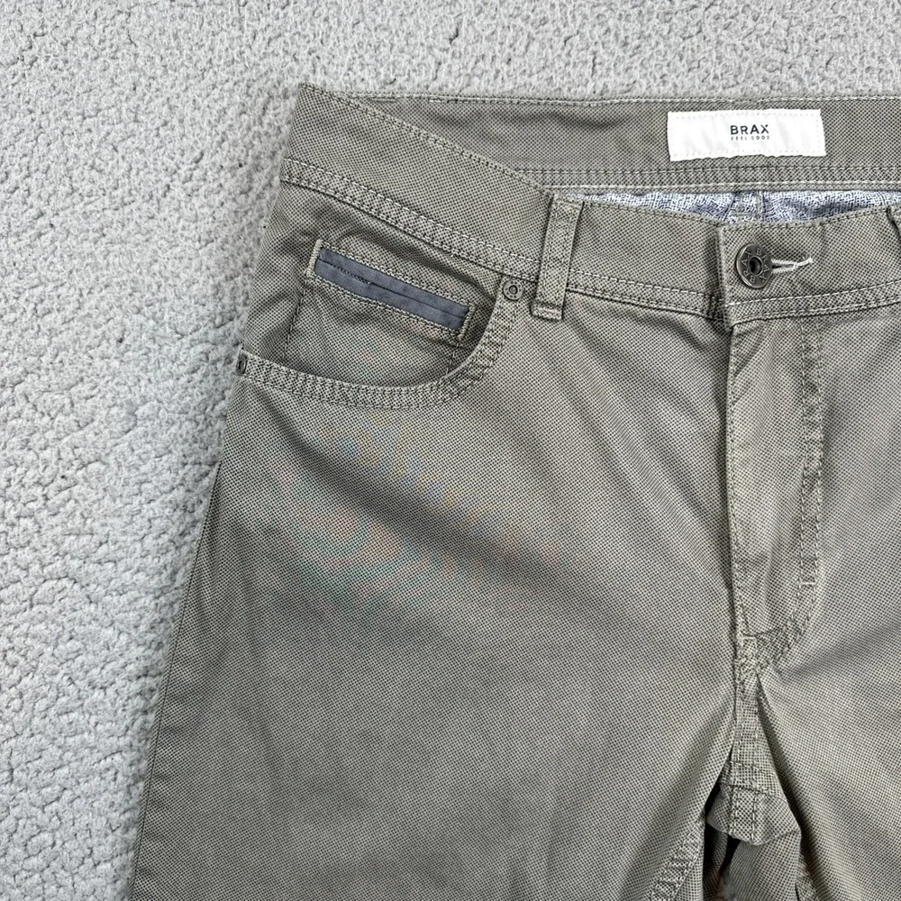 Brax Cooper Fancy Pants Men 30x32 Olive Green Regular‎ Fit Slim Stretch Chinos